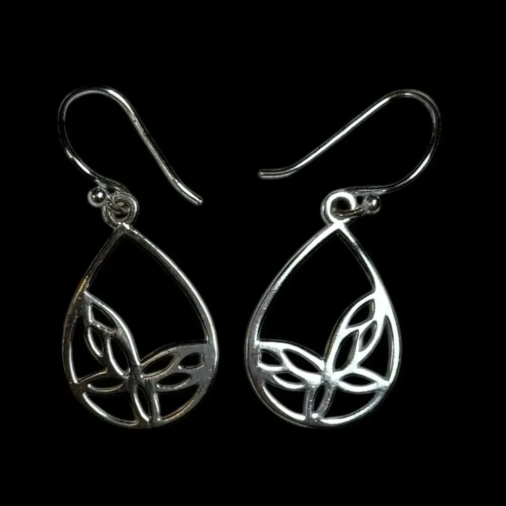 Sterling Silver Southwest Style butterfly Teardrop Drop Earrings 1.52g